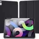 LovRug for iPad Air 11 Inch Case (M2) 2024, iPad Air 5th Generation Cases 2022/iPad Air 4th Generation 2020 10.9 Inch with Pencil Holder, Soft TPU Back Smart Protective Cover Case(Black)