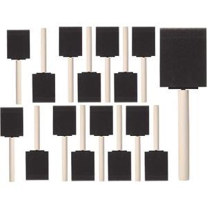 Bates- Foam Paint Brushes, 2 Inch, 16 Pack, Wooden Handle, Sponge Brushes for Painting, Staining, Varnishes, Gluing and DIY Craft Projects on Wood, Metal & More