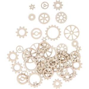 Abaodam 50 Pcs Wooden Gears, Unfinished Wood Cogs for Crafts, Assorted Mixed Sizes Natural Wheels for DIY Steampunk Art Projects and Home Decor