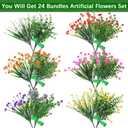 8 x AGIRL 24 Bundles Artificial Flowers Outdoor,No Fade Fake Plastic Flowers Faux Plants for Decoration Hanging Planters Indoor Outside Garden Porch Window Box Home Farmhouse Wedding