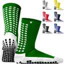 Lux Dual Grip Socks - Soccer Grip Socks for Men and Women. GripArray Performance & Comfort (Large, Green)