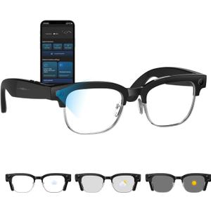 AI Smart Glasses with Camera, 8MP Anti-Shake Camera Glasses for Men Women, 1080P Video Recording Sunglasses, GPT Identify Objects, AI Translation, 290mAh Bluetooth Audio Glasses for Travel/Work/Vlog