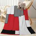 Red White Black Grey Geometry Fleece Throw Blanket Ultra Soft Cozy Decorative Flannel Blanket for Home Bed Couch Chair Travel 40x30in (Geometric)