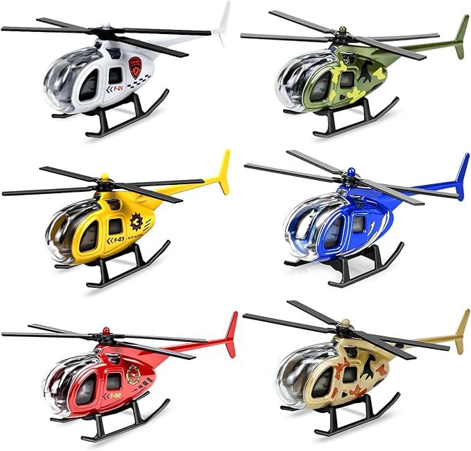Diecast Helicopter Toy 6 Pack, Model Plane Mini Helicopters for Kids 3 4 5 6 7 Years Old, Military Airplane Toys Planes for Boys Toddlers Birthday Gifts & Party Favors