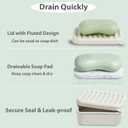 Portable Leakproof Travel Soap Case, Silicone Travel Soap Case, Compact Soap Holder with Drainage Layer, Travel Soap Holder for Camping, Gym, Outdoor (Rice-White)