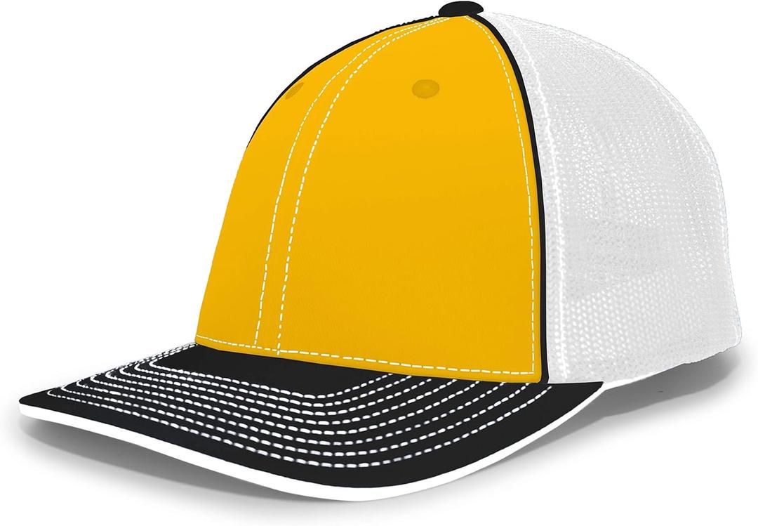 Pacific Headwear Trucker Pacflex Cap (Small, Gold/White/Black)