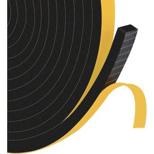 CR Foam Weather Stripping Door Seal, 1/2 in x 1/4 in x 26Ft Black Window Insulation, Tool-Free Peel-and-Stick for Multi-Room Medium Gap Sealing