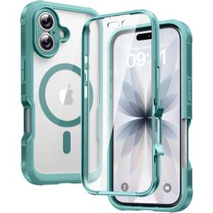 Diaclara Magnetic Designed for iPhone 17 Case 6.3 Inch Full Body Bumper,[Compatible with MagSafe] Military Drop Proof Cover with Built-in Touch Sensitive Anti-Scratch Screen Protector Green