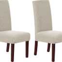 H.VERSAILTEX Stretch Dining Chair Covers Set of 2 Chair Covers for Dining Room Parsons Chair Slipcover Chair Protectors Covers Dining, Feature Textured Checked Jacquard Fabric, Island Fossi