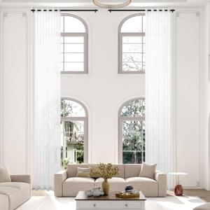 Extra Long Sheer Curtains, Light Filtering High Ceiling Drapes, 2 Story Curtains for Living Room and Loft(1 Panel, White, 52"x192") Extra Long Sheer Curtains, Light Filtering High Ceiling Drapes, 2 Story Curtains for Living Room and Loft(1 Panel, White, 52"x192")