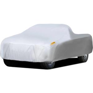 MORNYRAY Waterproof Car Cover All Weather Snowproof UV Protection Windproof Outdoor Full Truck Cover, Universal Fit for (Fit Truck Length 210-230 inch,All Silvery)