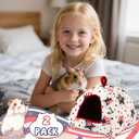 PETKNOWS 2 Pack Guinea Pig Bed, Guinea Pig Hideout Washable Small Animal House Cage Accessories for Dwarf Rabbits Chinchillas Hamsters (7.8 In, Red, Blue and White)