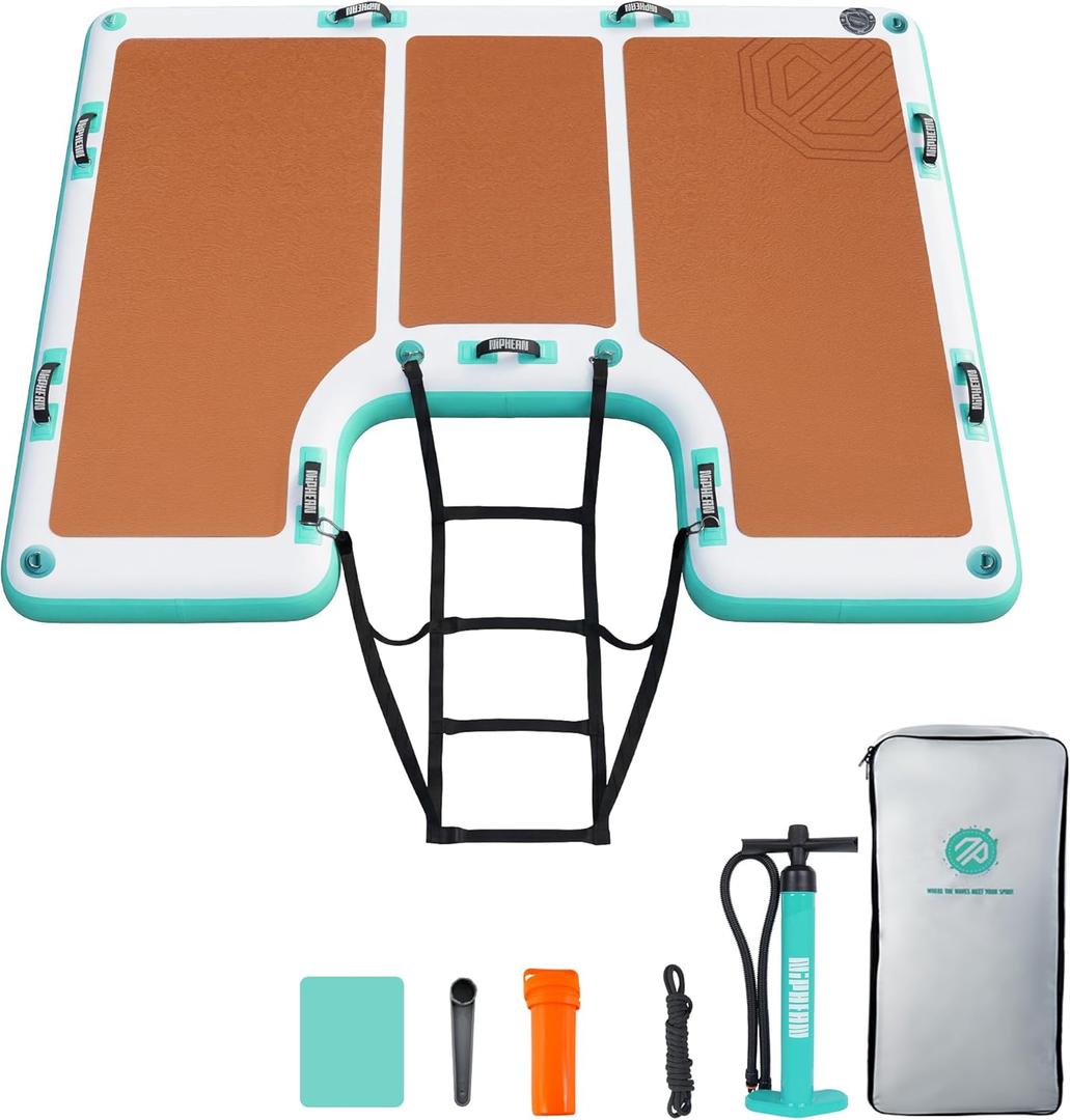 Niphean Floating Dock, Non-Slip Inflatable Dock with Upgraded Ladder | Sturdy Floating Docks for LakesDurable Floating Island for Families, Portable Carry Bag, 86ft/ 810ft