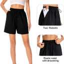 Women's Lounge Athletic Shorts with Pockets, 6.1" Sweat Shorts Women, Summer Casual Elastic Walking Running Shorts (Medium, Black)