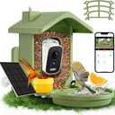 Smart Bird Feeder with Camera Solar Powered, AI Birds Species Identification, 2.5K HD Video Bird House with Camera for Outside, Weatherproof Design Ideal Gifts for Christmas, Bird Lovers, Green