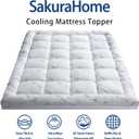 Mattress Topper RV King Size, Cooling Extra Thick Breathable Viscose Made from Bamboo Mattress pad, Soft Quilted Fitted Mattress Cover with 1000 GSM Down Alternative Fill (8-21Deep Pocket) 72x80 in