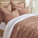 EverGrace Luxury Velvet Quilt Set King Size 3 Piece, Soft Cross-Stitch Velvet Comforter Set with Pillow Shams, Lightweight Coverlet Bedspread Bedding Set for All Seasons, Terracotta Clay