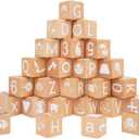 AXEARTE Alphabet Letters Stacking Blocks, 26 Wooden ABC Building Blocks for Toddlers, Number, Animals Icons on Every Side, Preschool Learning Educational Toys Montessori Sensory Toys for Kids