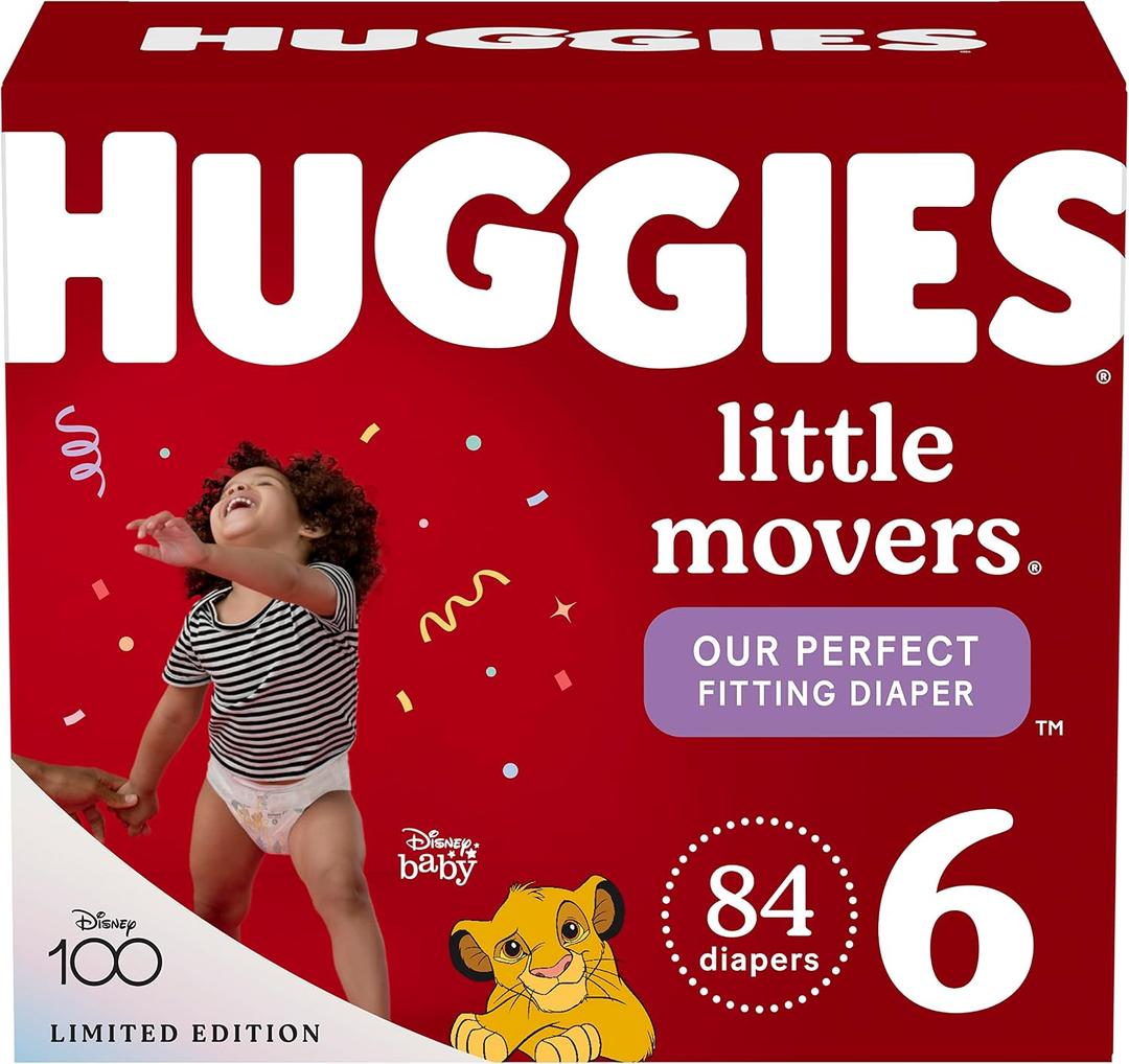 Huggies Little Movers Baby Diapers, Size 6 (35+ lbs), 84 Ct