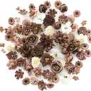 Floroom Mini Artificial Flower Heads Brown & Taupe Fake Peony Daisy Rose Multicolor Small Faux Silk Flower Heads for Cake Craft Garland Wedding Party Graduation Cap DIY Home Decoration, 0.8"-3.6"