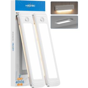 HIBOITEC Under Cabinet Lighting Motion Sensor Wireless, 56 LED Lights for Kitchen, Bedroom, Pantry, Adjustable Brightness Color Settings, Rechargeable Magnetic, 2 Pack (9.3inch-56LED)