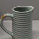 Quoowiit Ceramic Rustic Vase with Handle, Green Distressed Decorative Farmhouse Pitcher Vase for Home Decor Living Room Bedroom Kitchen Office Shelf Decor Centerpiece Table Decoration (7 Inch-Green)