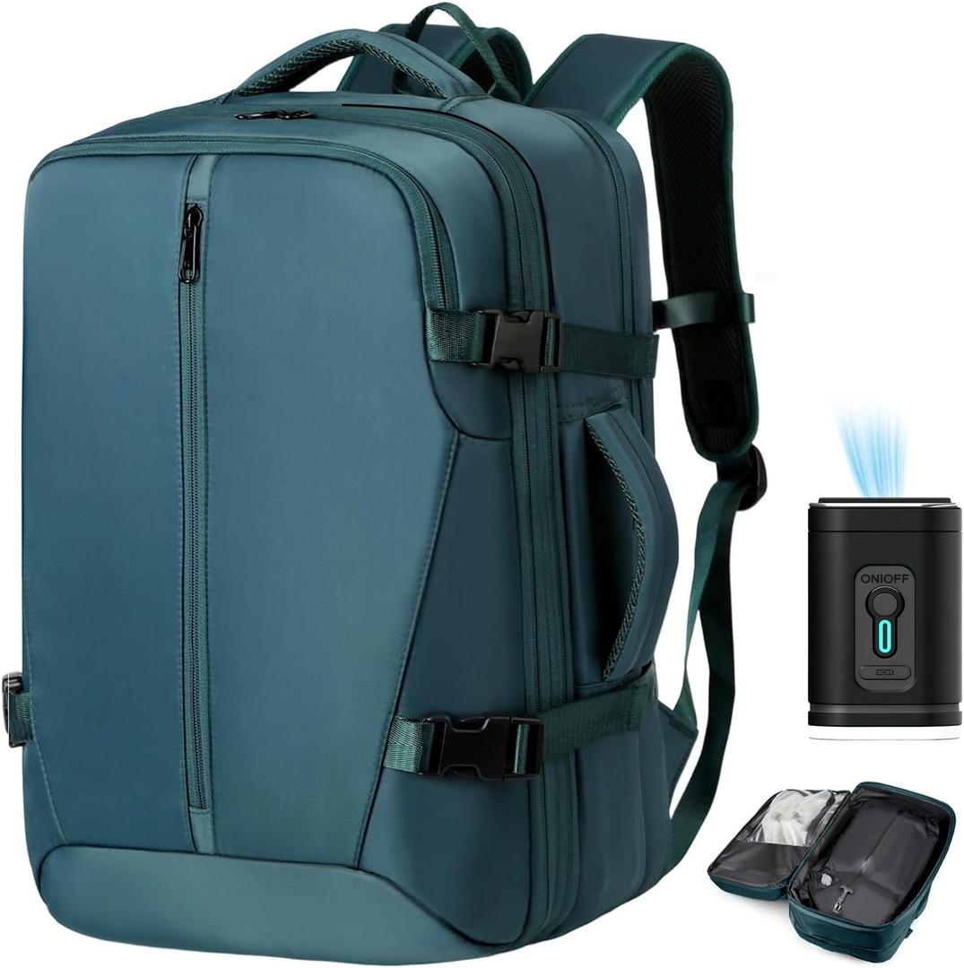 Vacuum Seal Backpack Travel with Pump, Expandable Vacuum Backpack with Air Compression System, Airback Vacpack TSA Lock Water Resistant Carry-On Luggage (Blue)