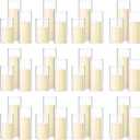 Shihanee Set of 36 Pillar Candles and Glass Cylinder Vases Clear Cylinder Holders for Slim Pillar Candles Wedding Centerpieces(2.6'' X 4.7'', 5.9'', 7.9'',Ivory White)