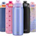 Ello Kids Pop & Fill 18oz Stainless Steel Water Bottle with Quick Fill Technology, Double-Wall Vacuum Insulation, Leak Proof Locking Lid, Sip & Chug, BPA Free, Gifts for Girls Boys, Purple Holographic