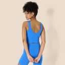 Amazon Essentials Womens Active FormFlex Buttery Soft Light Support Crop Tank with Bra (Blue, XXXL)