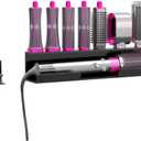 Wall Mount Holder for Dyson Airwrap Styler Hair Curling Iron Wand Barrels and Brushes Storage Stand Rack with Cord Organizer Acrylic (Black)