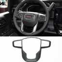 ZiWen New Steering Wheel Cover Trim for GMC Sierra 1500 2500HD 3500HD 2020 2021 2022 2023 2024 2025 Yukon XL 2021 2022 2023 2024 2025 (Black Wood Pattern)
