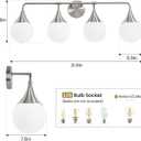 Bathroom Vanity Light Fixtures: 4 Lights Mid Century Modern Bathroom Lighting Fixtures Over Mirrors - Brushed Nickel Wall Sconce with Milky Glass Ball Shades for Bath Bedroom