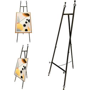 Iron Adjustable Arts & Crafts Easels,Metal Easel Stand with Chain Support for Mirror,58 Inch Floor Easels for Display Wedding Sign(Bronze)