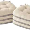 Indoor Dining Chair Cushions Set of 6 Kitchen Chair Pads with Ties Tufted Seat Cushion with Anti-Slip Backing 17"X16"X3" Cream
