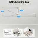 Roomratv 52'' Modern Ceiling Fan with Light, Wide Blade Design, Remote | DC Motor,Reversible,Color Adjustable,Dimmable,Led Light,6 Speeds,3 Timers,Modern,Plastic,Bedrooms, Living rooms,Indoor