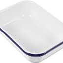 Kichvoe Enamel Baking Pan: Enamelware Roasting Pan Oblong Cake Dish Enameled Steel Baking Dish Lasagna Tray Rectangular Serving Tray Food Container White, 11 * 7.5 * 2.5 inch