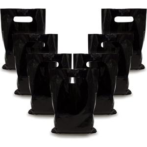 TOSPARTY 40PCS Black Plastic Gift Bags Candy Bag Die Cut Bags are Sturdy Party Assorted Plastic Gift Bag