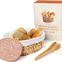 Bread Warmer Basket with Stone - Large Bread Baskets for Serving/House Warming Gifts New Home for Men/Kitchen Gifts for Bakers Hostess