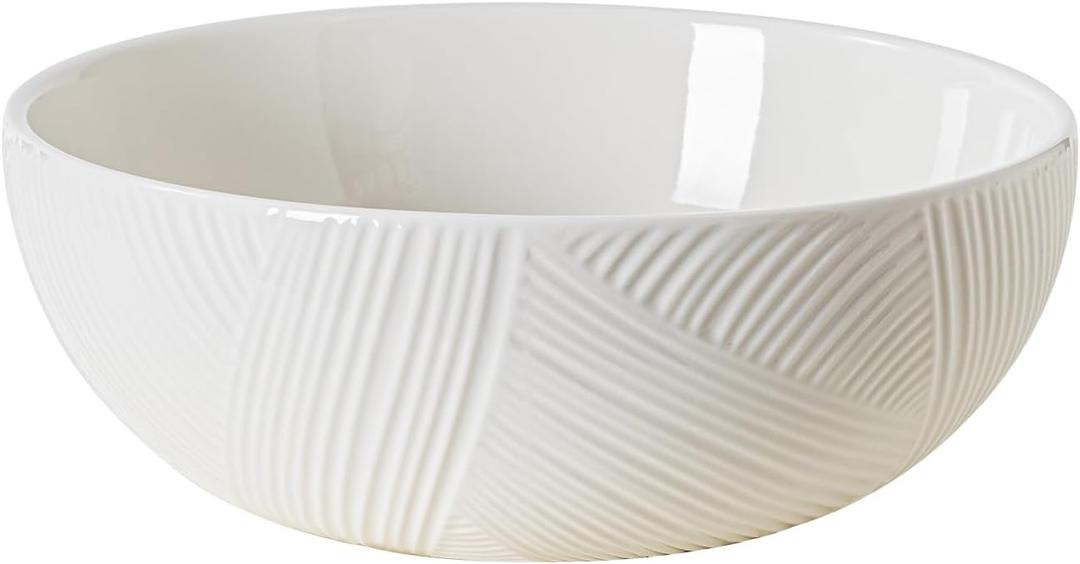 Ceramic Fruit Bowl, Large Fruit Bowl for Kitchen Counter, Decorative Bowl, Bread Candy Snacks Organizer, 10 Inch, White