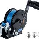 AC-DK 1600lbs Heavy Duty Boat Trailer Winch with 26FT Strap, 2-Way Ratchet & 4:1 Gear Trailer Winch, Portable Hand Crank Winch for Boat, Truck, Trailer, RV, ATV, Jet Ski