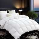 L LOVSOUL Organic 75% Goose Down Fiber Comforter King Size,850+FP,1200TC,Extra Fluffy,Hotel-Luxury Ultra Soft All Season White Duvet Insert with 8 Corner Tabs