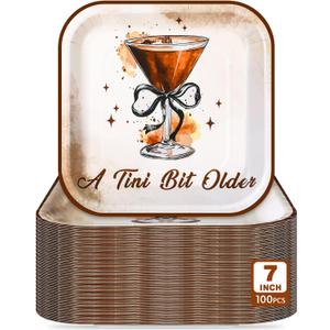 Potchen 100 Pcs Dessert Plates Bulk 7 x 7 Inch Disposable Square Paper Plates Heavy Duty Party Plate for Birthday Party Baby Shower Wedding Picnic Event Supplies(Espresso Martini)