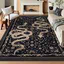 LIVEBOX Washable Area Rug 8x10 - Large Snake Living Room Rugs, Soft Black Rug for Bedroom, Non-Slip Indoor Carpet for Dining Room Home Office