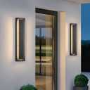 tewei 23.6 Inch Modern Outdoor Wall Sconce, Long Black LED Exterior Lighting Fixtures, Modern Large Outdoor Front Porch Lights Outside Wall Mount Lights for House, Warm White 3000K, 2 Pack