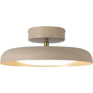 BISAMIYA Modern LED 12.6 Inch Semi Flush Mount Ceiling Light, Adjustable Angle Ceiling Light Fixture, Brass Accent, 3000K/Warm White/18W, for Hallway, Entryway, Kitchen (Brown)