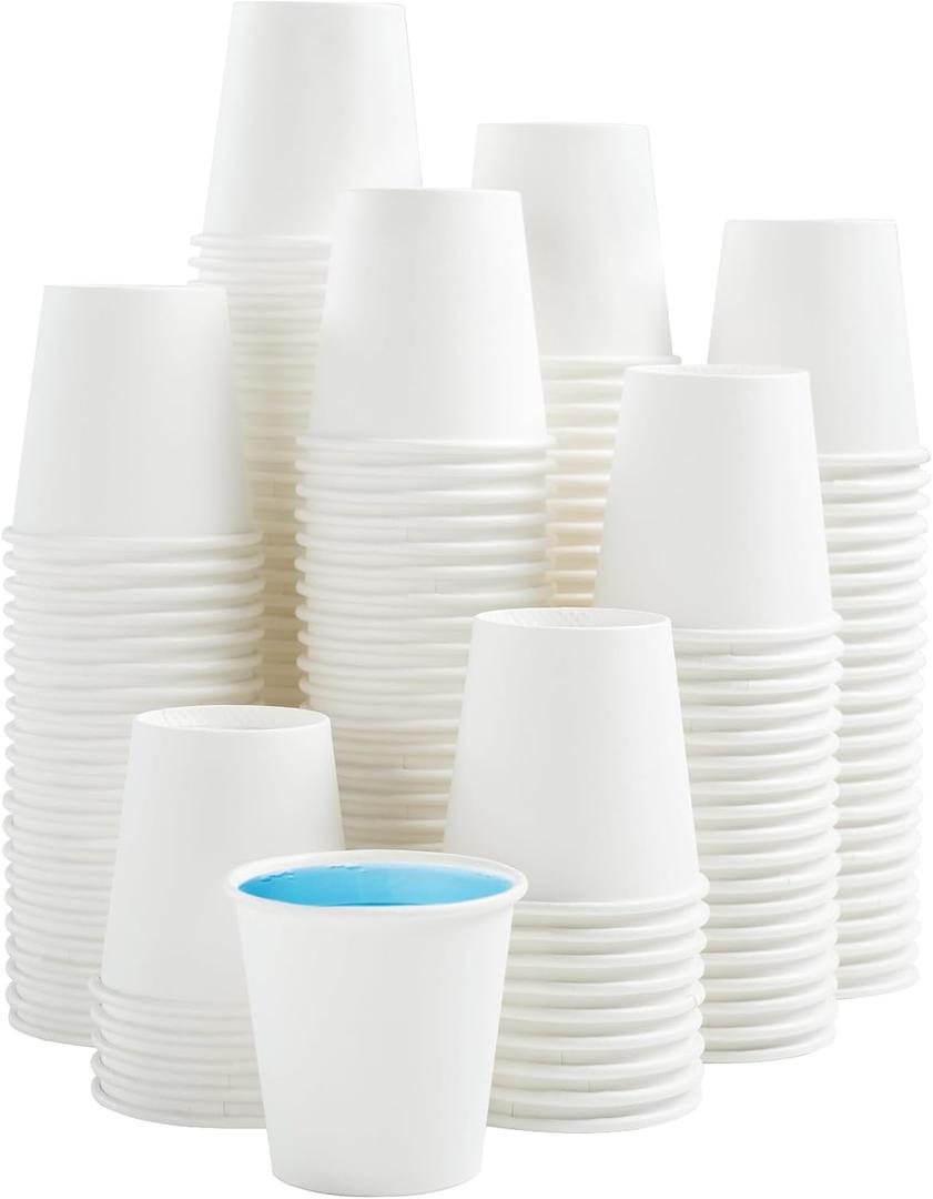 100 Pack 3 oz Paper Cups, Disposable Bathroom Cups, Small Mouthwash Cup White Paper Drinking Cup for Party,Picnic,Travel and Events