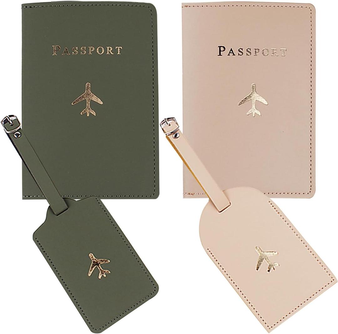 Passport Wallets Travel Holder Set,his and her passport holder and luggage tags,Slim Waterproof Passport Case,newlywed travel gifts for Couples,Bridal Shower Gift
