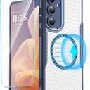 for Galaxy S24 Fe case: with Magnetic Car Mount and Wireless Charging Capability Screen Protector for Samsung Galaxy S24 Fe,Blue
