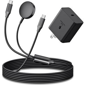 Upgraded 2in1 Samsung Watch Charger Fast Charging, 45W Super Fast Charger Block USB-C Compatible with Galaxy Watch Ultra/7/6 Classic/5 Pro/5/4 Classic/3/Active2/1, Galaxy S25/S24/S23/S22/21/20, Note